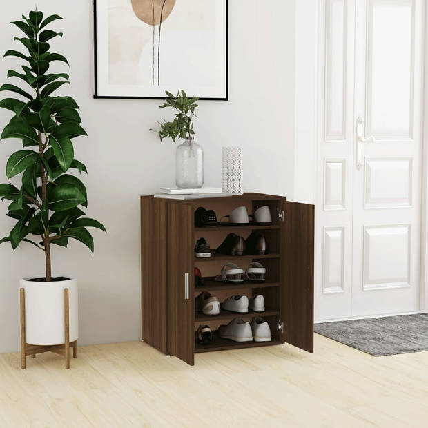 The Living Store Schoenenkast Bruineiken 60 x 35 x 70 cm - praktisch en elegant