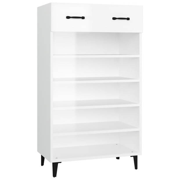 The Living Store Schoenenkast - Praktisch - Elegante - Hoogglans Wit - 60x35x105cm