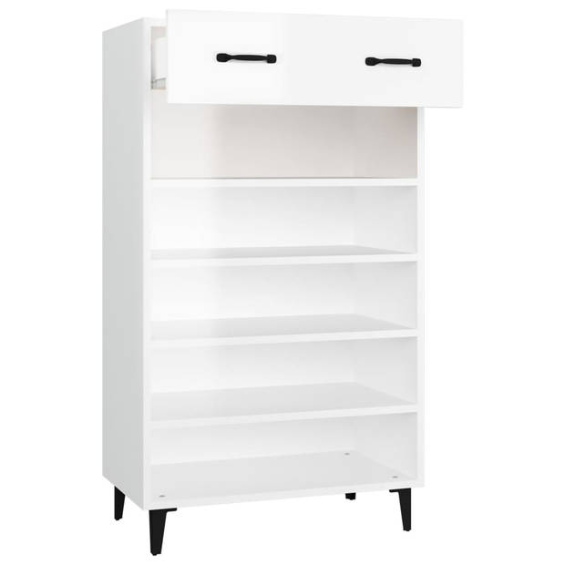 The Living Store Schoenenkast - Praktisch - Elegante - Hoogglans Wit - 60x35x105cm