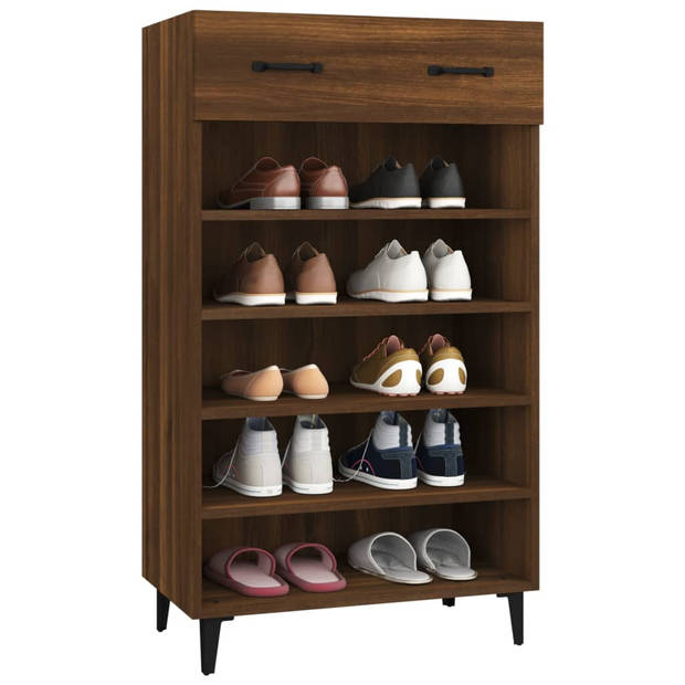 The Living Store Schoenenkast 60x35x105 cm bewerkt hout bruineikenkleurig - Schoenenkast