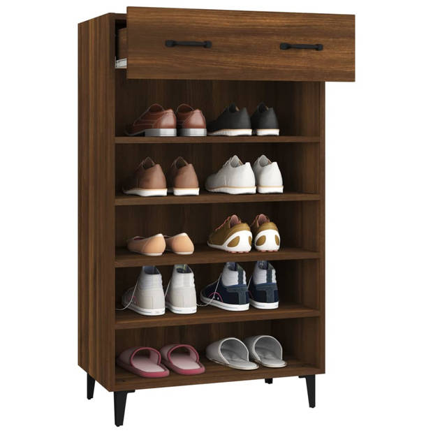 The Living Store Schoenenkast - Bruineiken - 60x35x105 cm - Praktisch en Elegante opbergruimte