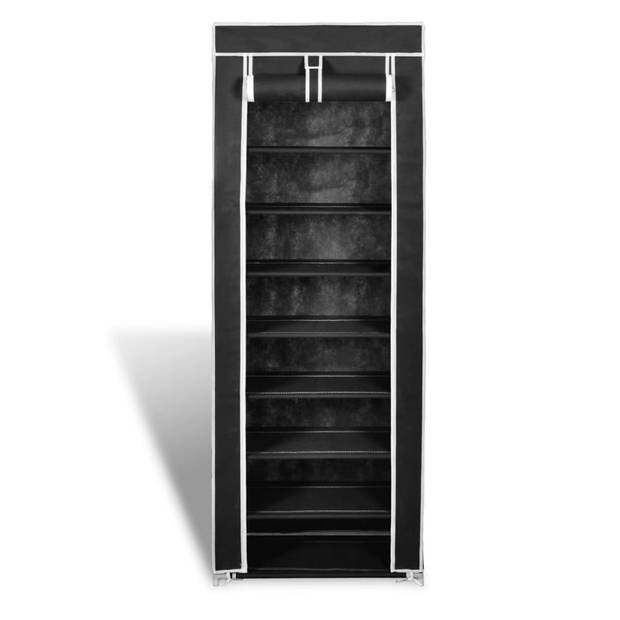 The Living Store schoenenkast - 8-laags - zwart - 57 x 29 x 162 cm