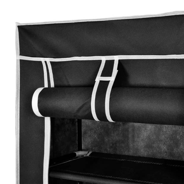 The Living Store schoenenkast - 8-laags - zwart - 57 x 29 x 162 cm