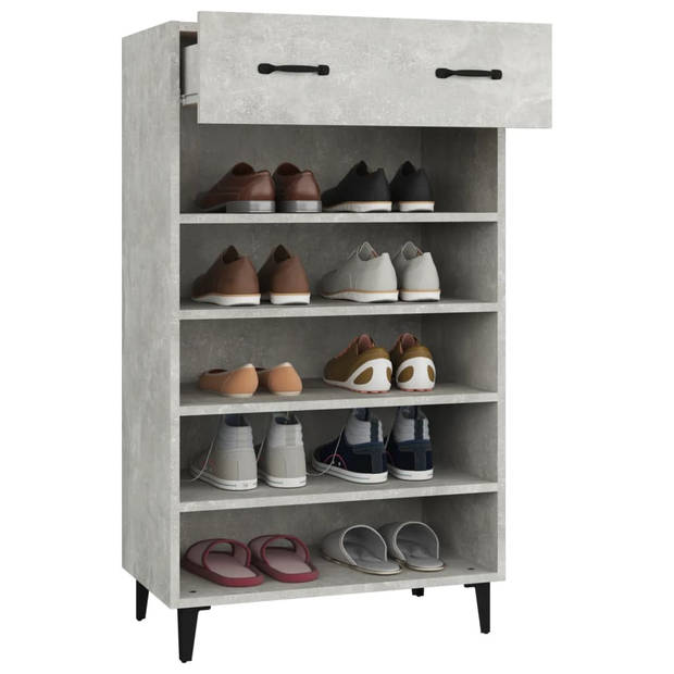 The Living Store Schoenenkast - Betongrijs - 60 x 35 x 105 cm - Stevig materiaal