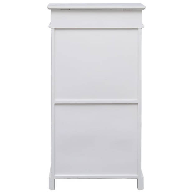 The Living Store Schoenenkast - Paulowniahout - 50 x 28 x 98 cm - Wit - Met 2 kantelvakken