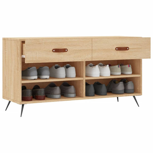 The Living Store Schoenenbank Sonoma Eiken - 102 x 35 x 55 cm - Duurzaam materiaal en veel opbergruimte