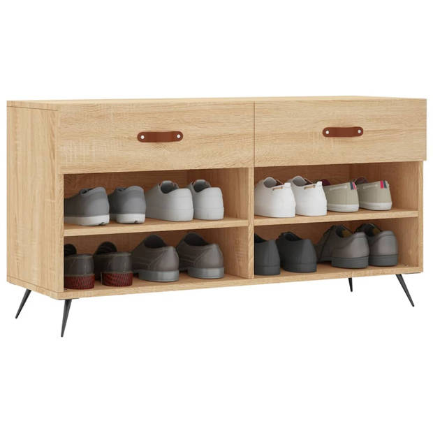 The Living Store Schoenenbank Sonoma Eiken - 102 x 35 x 55 cm - Duurzaam materiaal en veel opbergruimte