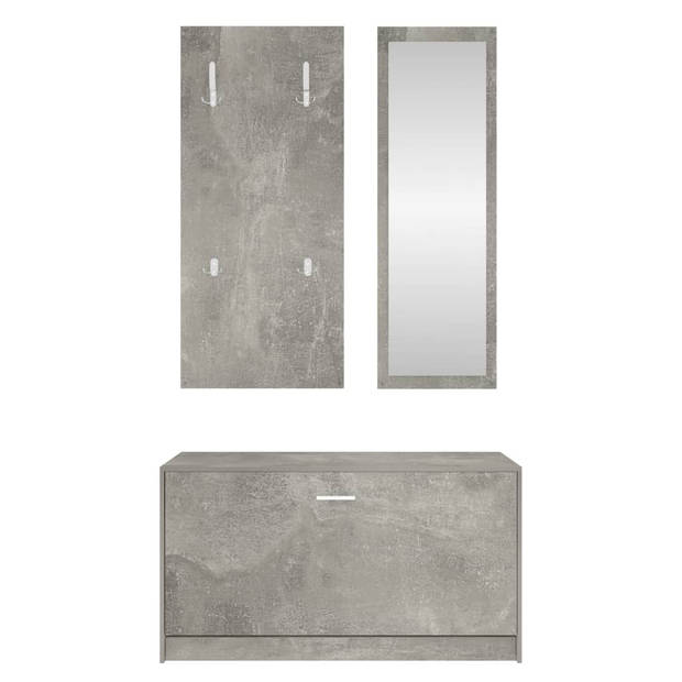 The Living Store Schoenenkast Betongrijs - 80x27x46.5 - Trendy opbergoplossing