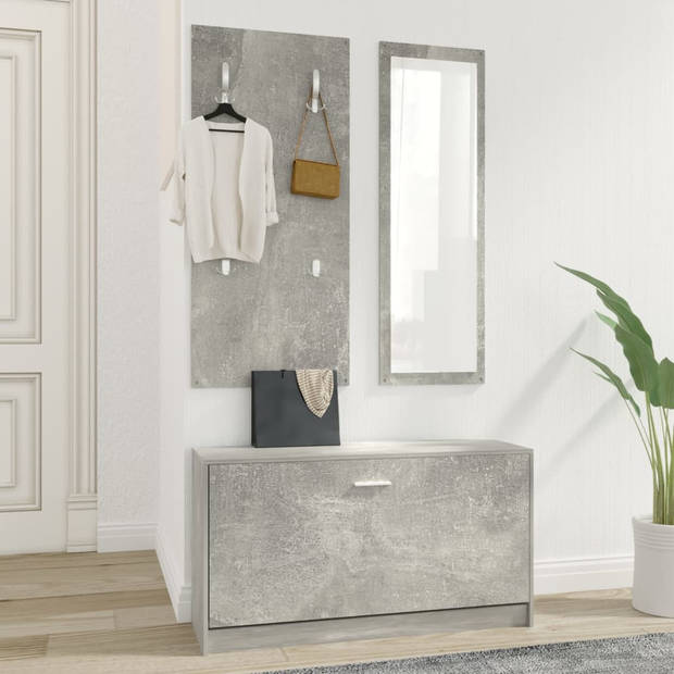 The Living Store Schoenenkast Betongrijs - 80x27x46.5 - Trendy opbergoplossing