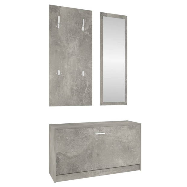 The Living Store Schoenenkast Betongrijs - 80x27x46.5 - Trendy opbergoplossing