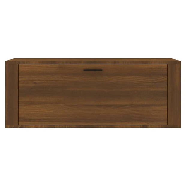 The Living Store Schoenenkast wandgemonteerd 100x35x38cm bewerkt hout bruineiken - Schoenenkast