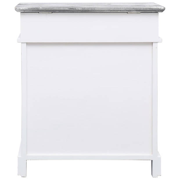 The Living Store Schoenenkast - Paulowniahout - 50x28x58 cm - Grijs en wit