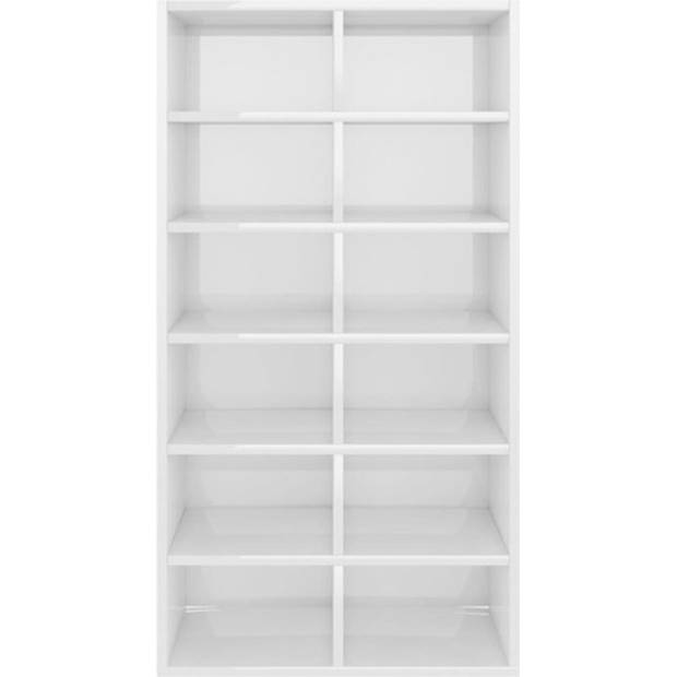 The Living Store Schoenenrek - Hoogglans wit - 54 x 34 x 100.5 cm - Met 12 schappen