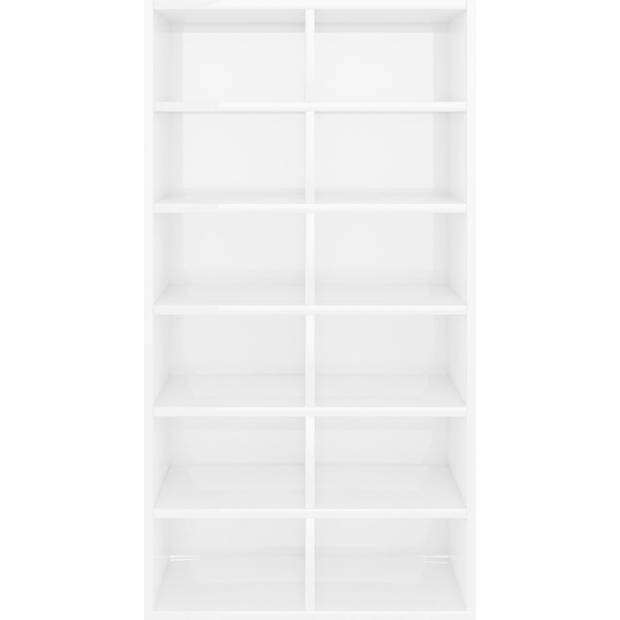 The Living Store Schoenenrek - Hoogglans wit - 54 x 34 x 100.5 cm - Met 12 schappen