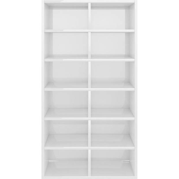 The Living Store Schoenenrek - Hoogglans wit - 54 x 34 x 100.5 cm - Met 12 schappen