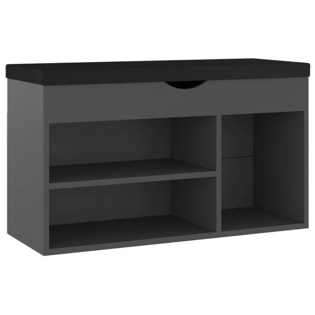 The Living Store Schoenenbank Grijs 80x30x47 cm - opbergbank met kussen