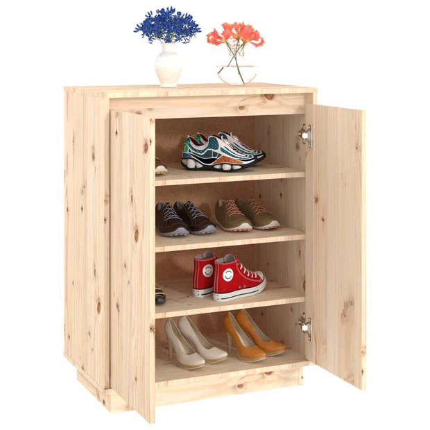 The Living Store Schoenenkast - Grenenhout - 60 x 35 x 80 cm - Onbehandeld