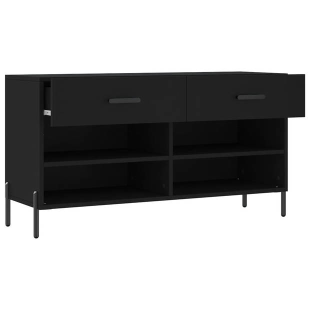 The Living Store Schoenenbank - Hout en IJzer - 102 x 35 x 55 cm - Zwart