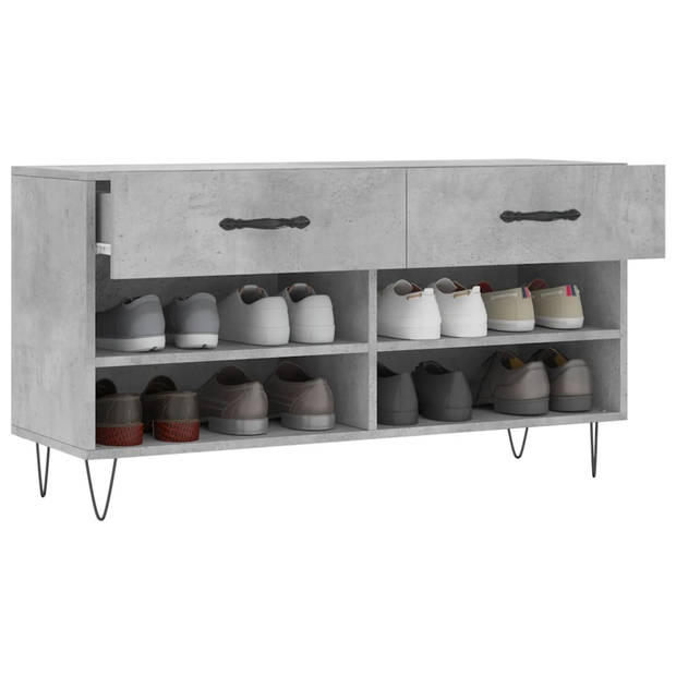 The Living Store Schoenenbank - Betongrijs - 102 x 35 x 55 cm - Trendy en praktisch