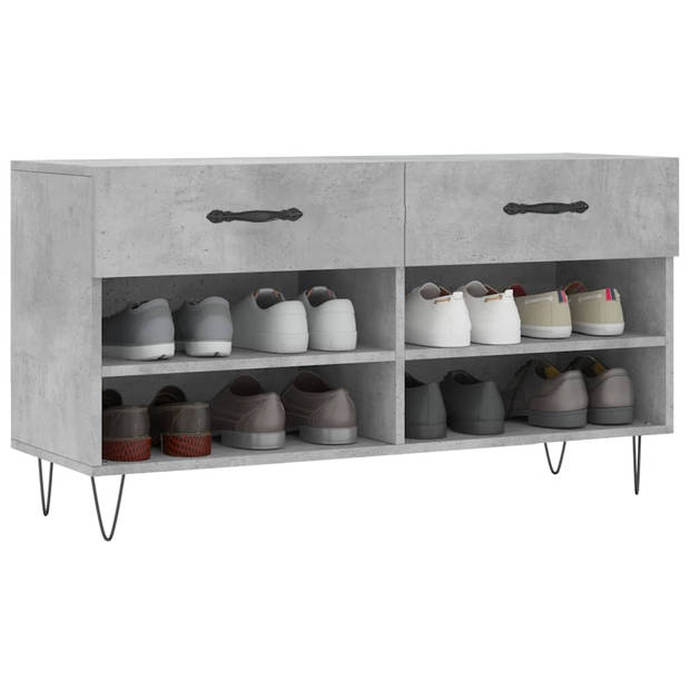 The Living Store Schoenenbank - Betongrijs - 102 x 35 x 55 cm - Trendy en praktisch