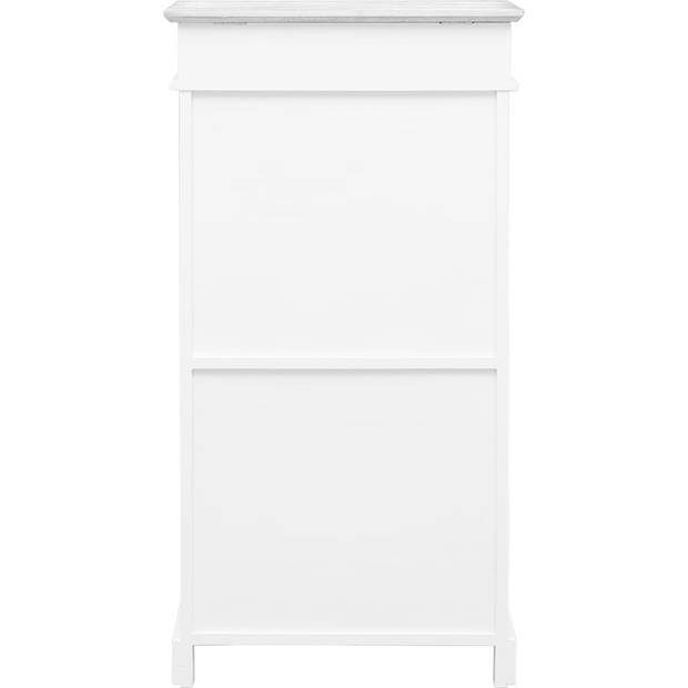 The Living Store Schoenenkast - Paulowniahout - 50 x 28 x 98 cm - Grijs/Wit