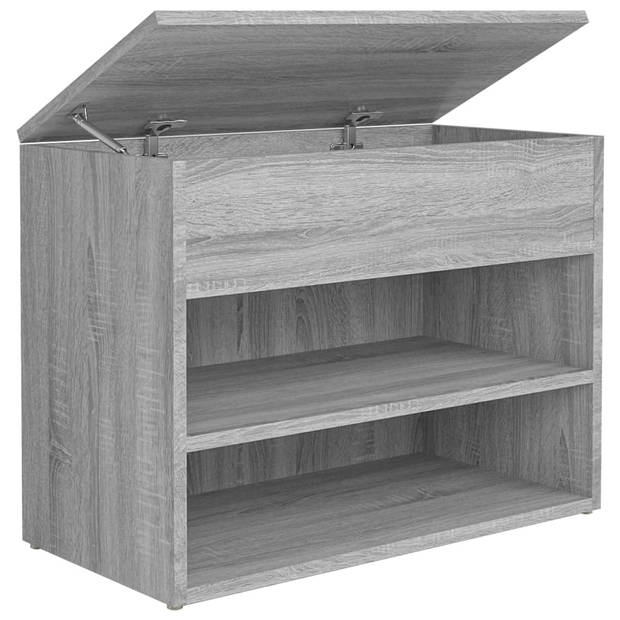 The Living Store Opbergbank Grijs Sonoma Eiken - Schoenenbank met Opbergruimte - 60x30x45 cm