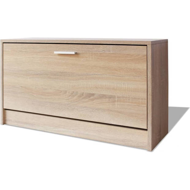 The Living Store Schoenenkast Eiken - 80 x 24 x 45 cm - Opbergruimte voor 5-6 paar schoenen