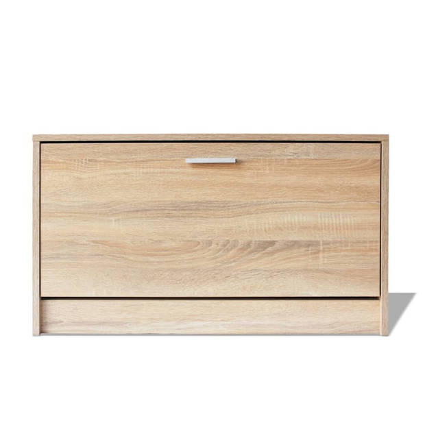 The Living Store Schoenenkast Eiken - 80 x 24 x 45 cm - Opbergruimte voor 5-6 paar schoenen