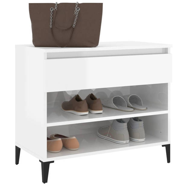 The Living Store Schoenenkast - hoogglans wit - 70 x 36 x 60 cm - opbergruimte - stabiel blad