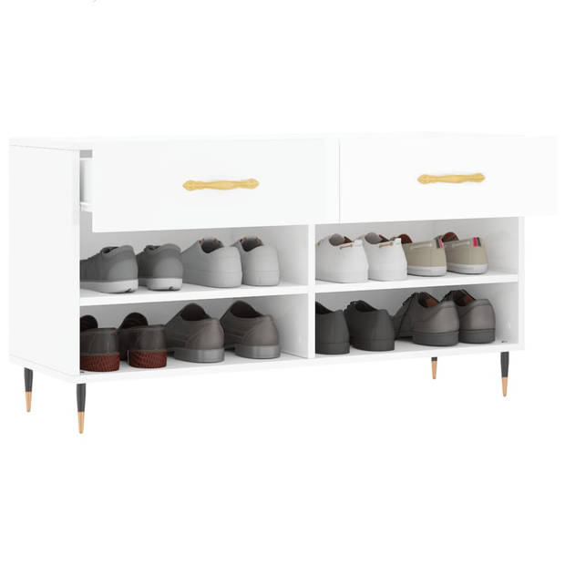 The Living Store Schoenenbank - wit - 102 x 35 x 55 cm - opbergruimte - stevig blad