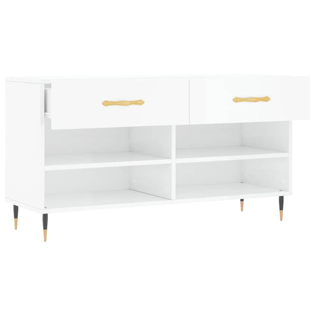 The Living Store Schoenenbank - wit - 102 x 35 x 55 cm - opbergruimte - stevig blad