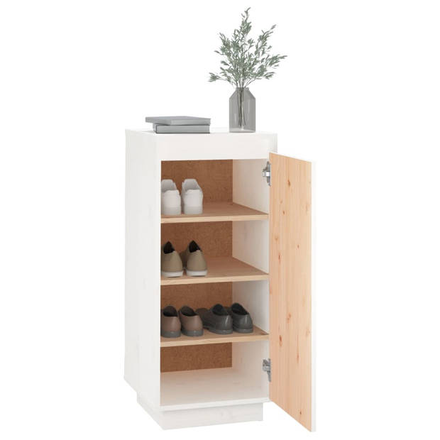 The Living Store Schoenenkast - Massief grenenhout - 35 x 35 x 80 cm - Wit