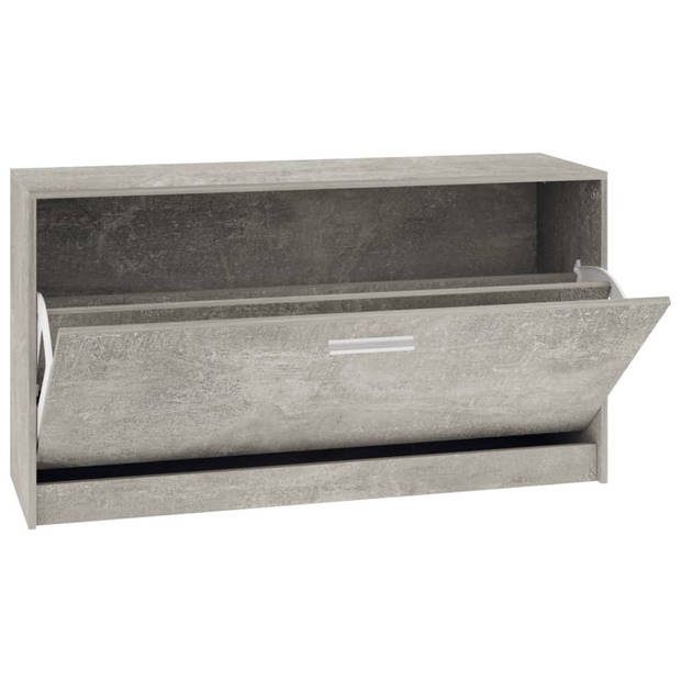 The Living Store Schoenenbank Betongrijs - Hout - Aluminium - 80x24x45cm - Trendy - Praktisch