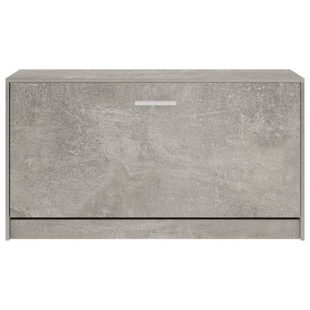 The Living Store Schoenenbank Betongrijs - Hout - Aluminium - 80x24x45cm - Trendy - Praktisch