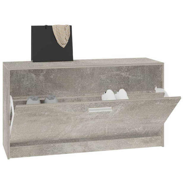 The Living Store Schoenenbank Betongrijs - Hout - Aluminium - 80x24x45cm - Trendy - Praktisch