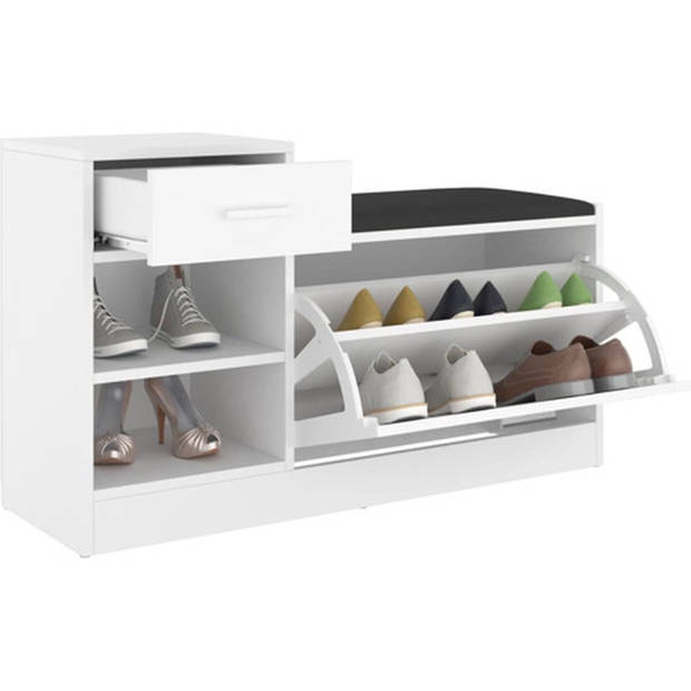 The Living Store Schoenenopberger - Wit - 94.5 x 31 x 57 cm - Spaanplaat