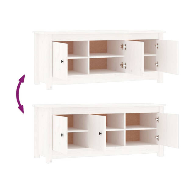 The Living Store Schoenenkast - Grenenhout - 110x38x45.5 cm - Wit