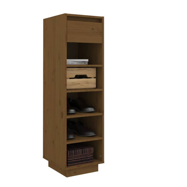 The Living Store Schoenenkast zweefpoten - 34x30x105 cm - honingbruin