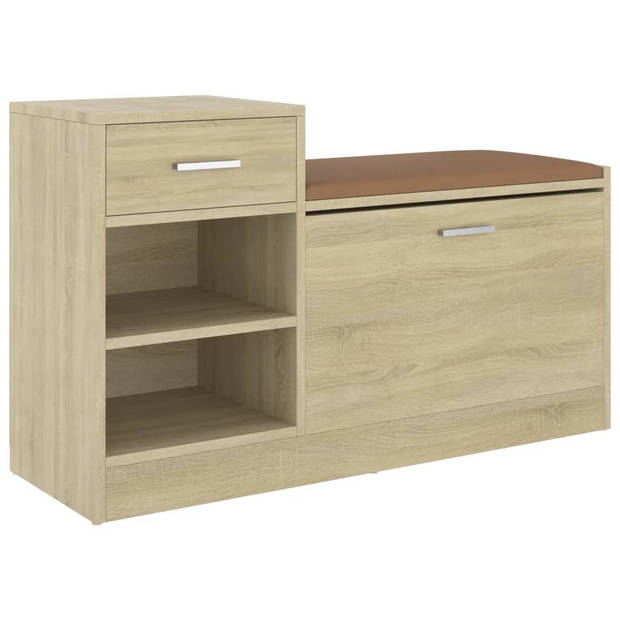 The Living Store Schoenenbank 94-5x31x57 cm spaanplaat sonoma eikenkleurig - Schoenenkast