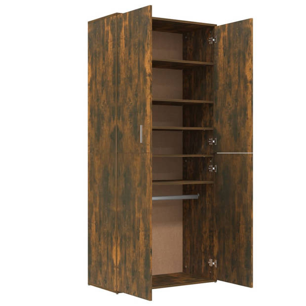 The Living Store Schoenenkast Gerookt Eiken - 80 x 39 x 178 cm - 6 vakken - 2 deuren