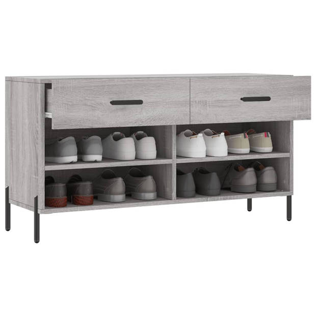 The Living Store Schoenenbank - Grijs Sonoma Eiken - 102 x 35 x 55 cm - Trendy en praktisch