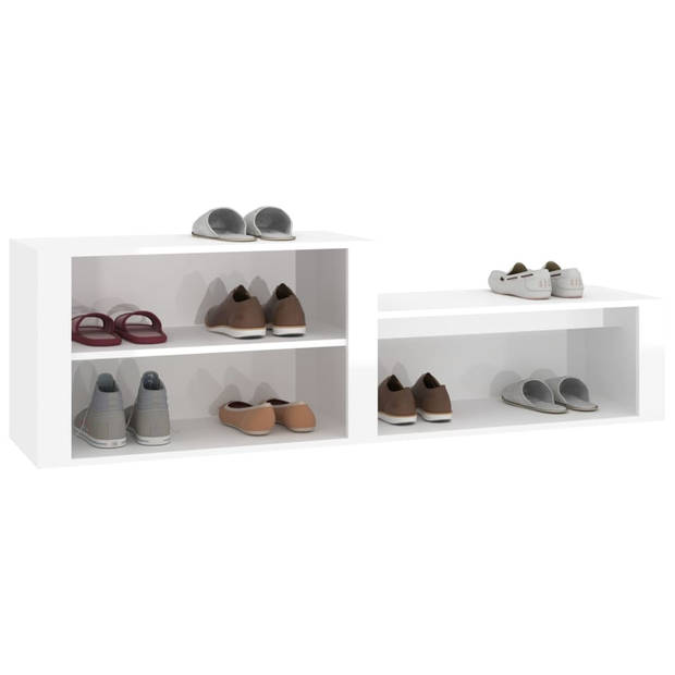 The Living Store Schoenenkast - Hoogglans Wit - 150 x 35 x 45 cm - Stevig Materiaal - Voldoende Opbergruimte