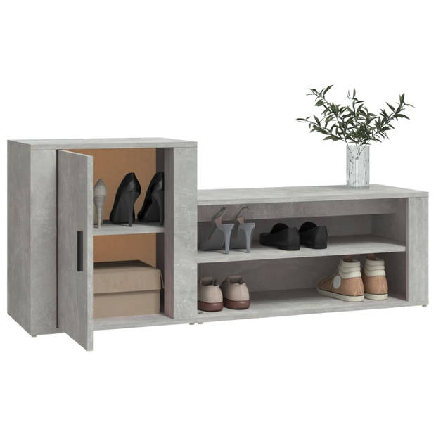 The Living Store Schoenenkast - Betongrijs - 130 x 35 x 54 cm - Hoge kwaliteit - praktische deur