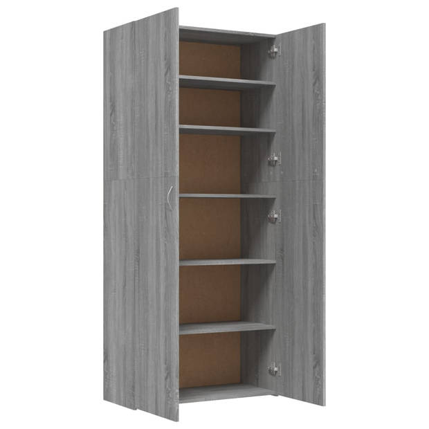 The Living Store Schoenenkast - Grijs Sonoma Eiken - 80 x 35.5 x 180 cm - Stevig materiaal