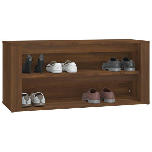 The Living Store Schoenenrek - s - Schoenenkast - 100x35x45 cm - Bruineiken