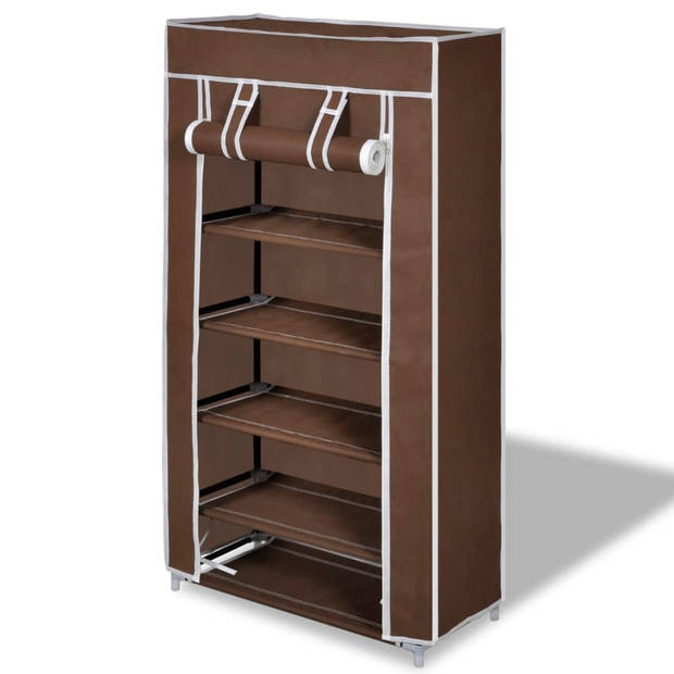 The Living Store Schoenenkast Dubbel 5-Laags - 58 x 28 x 106 cm - Bruin