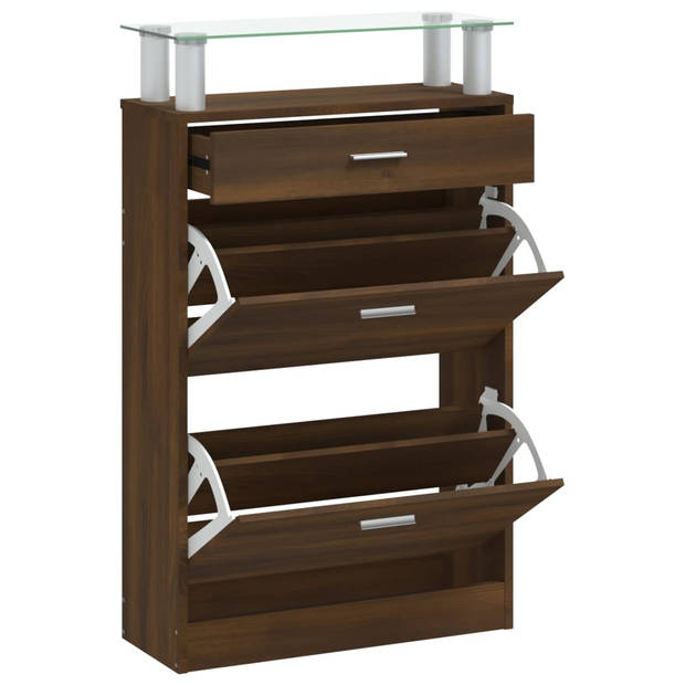 The Living Store Schoenenkast Bruineiken - 63x24x104 cm - Duurzaam materiaal