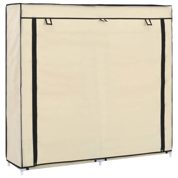 The Living Store Schoenenkast 5 Schappen - 115 x 28 x 110 cm - Crème - Ijzeren buis en nonwoven stof