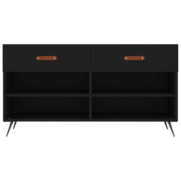 The Living Store Schoenenbank - Hout en IJzer - 102 x 35 x 55 cm - Zwart