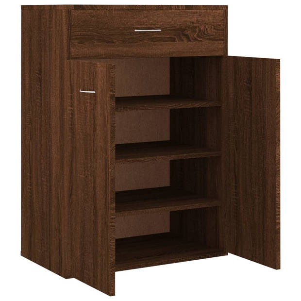 The Living Store Schoenenkast Bruineiken 60x35x84 cm - Bewerkt Hout